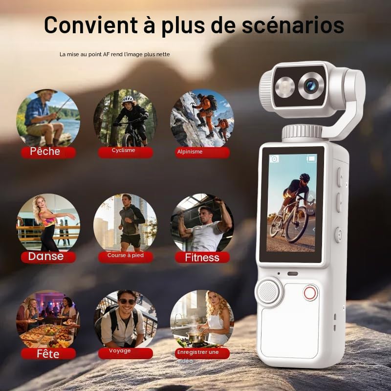 Appareil Photo Vlog Portable Q8 avec Objectif Pivotant à 180°, Caméra Numérique 1080p pour Photo & Vidéo, Écran IPS 2,0", Auto Focus, Batterie 2000mAh, avec Carte 32 Go, Trépied et Cordon (Noir)