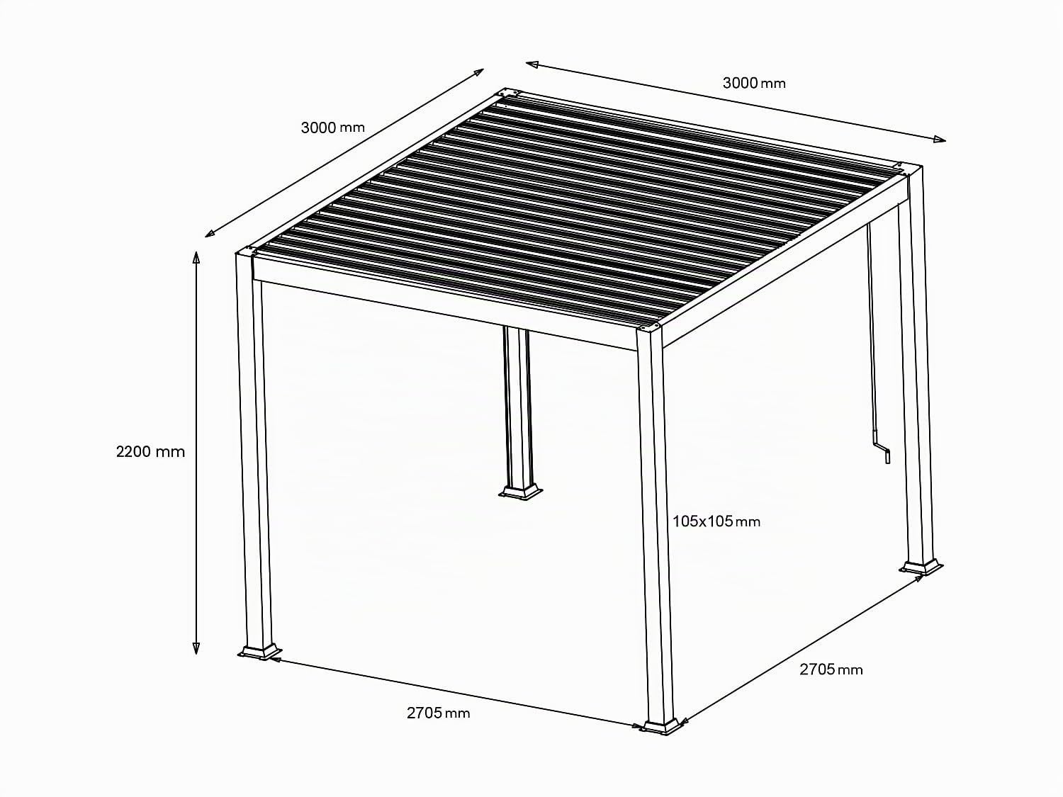 Vente-unique - Pergola bioclimatique autoportante en Aluminium avec Lames orientables - 9 m² - Anthracite - Amalfi