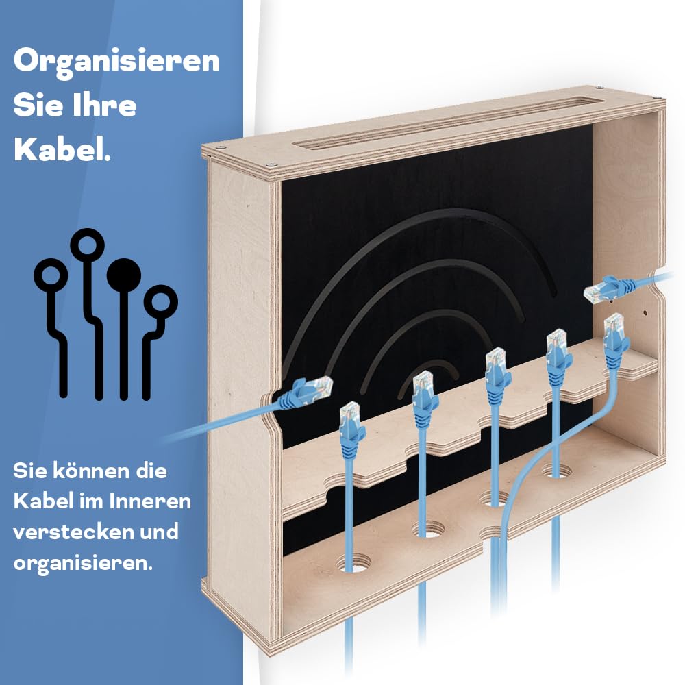 OHANA Router Cabinet - Router Storage Box - WiFi Shelf - Router Hide - Wall Box, Black, 40x9.5x34 - Image 4