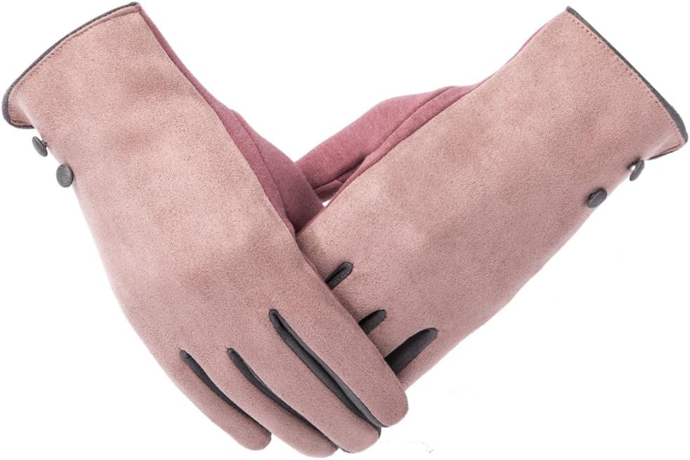 Thick Lined Pink Cold Gloves Women Outdoor Sport Windproof Touch Screen Soft Gloves