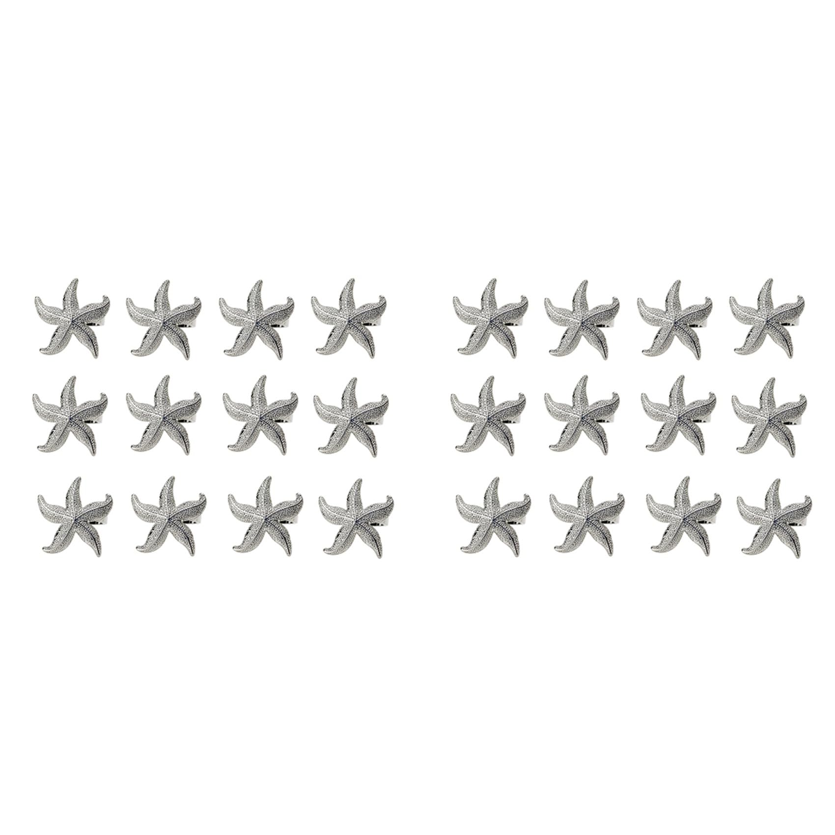 Vjsujehgy Starfish Napkin Rings 24 Silver Nautical Summer Wedding Party Beach Table Decor