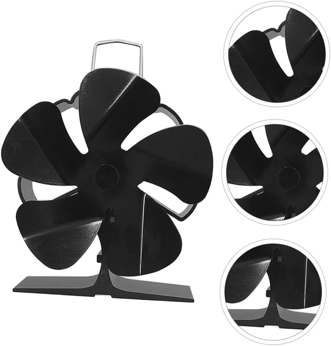 ABOOFAN Mini 5-blade Heat Powered Stove Fan, Silent Black Thermal Fireplace Air Fan for Residential Wood Stove Heating