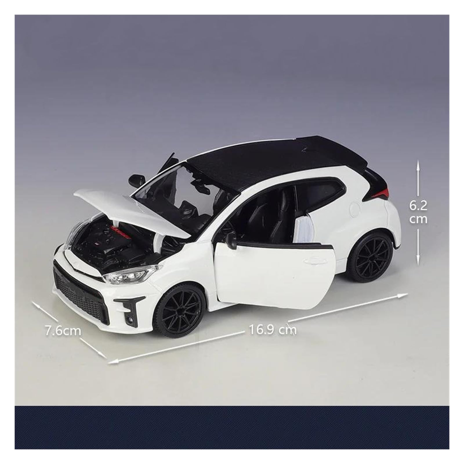 Modellauto Automodell Für Toyota GR Für Yaris Modellauto Modellfahrzeuge | 1:24 Miniaturauto Legierung Modellfahrzeug(Weiß)