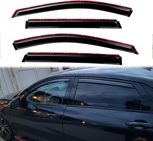 Miniatura 2 de 4 protectores de lluvia para ventana, estilo canal, deflectores de viento laterales duraderos, color humo oscuro, bonitas viseras de ventana