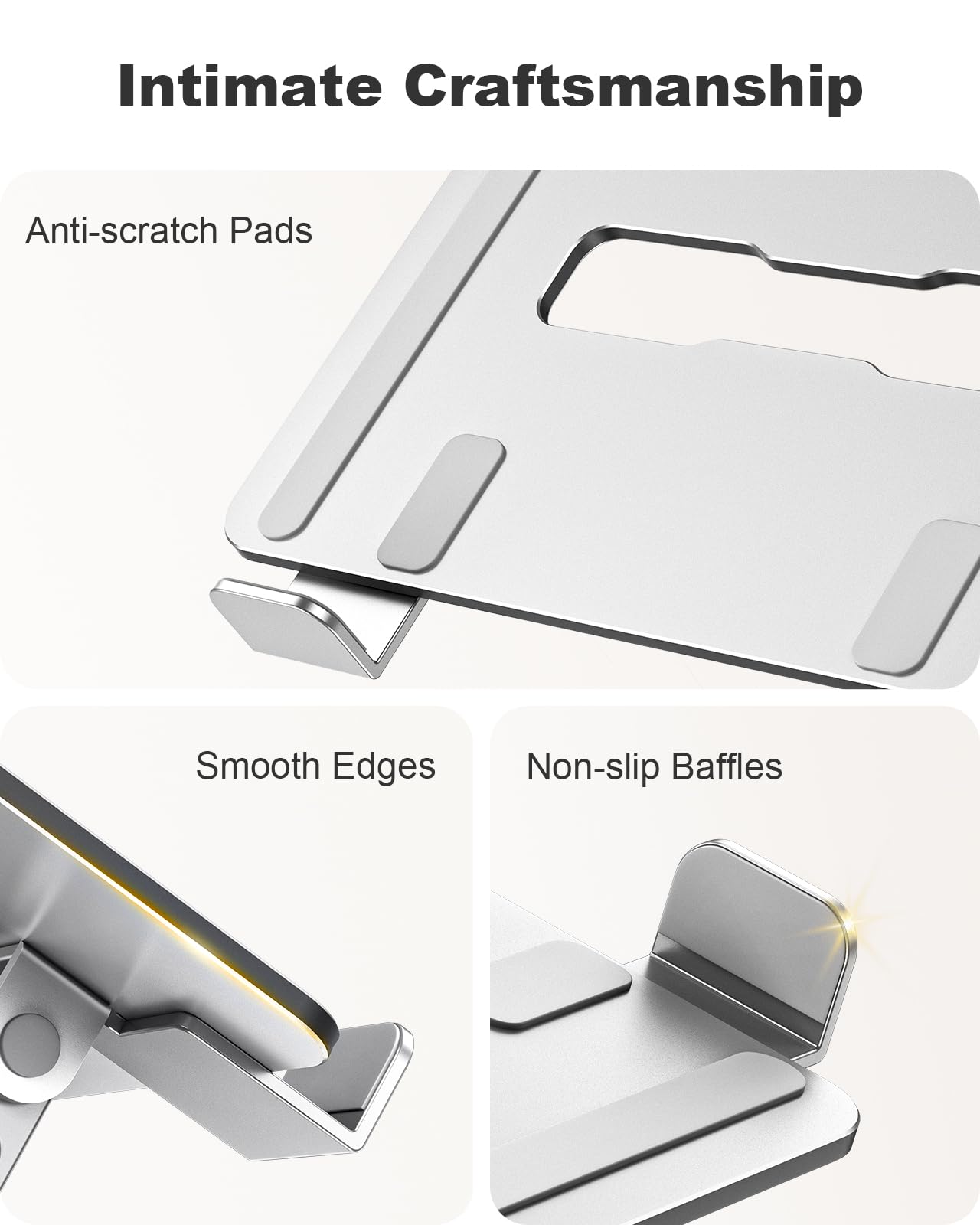 RIWUCT Soporte ergonómico para computadora portátil, soporte de doble barra y soporte elevador de altura ajustable para laptop, soporte ventilado y portátil, compatible con MacBook Air Pro/Dell/HP (10