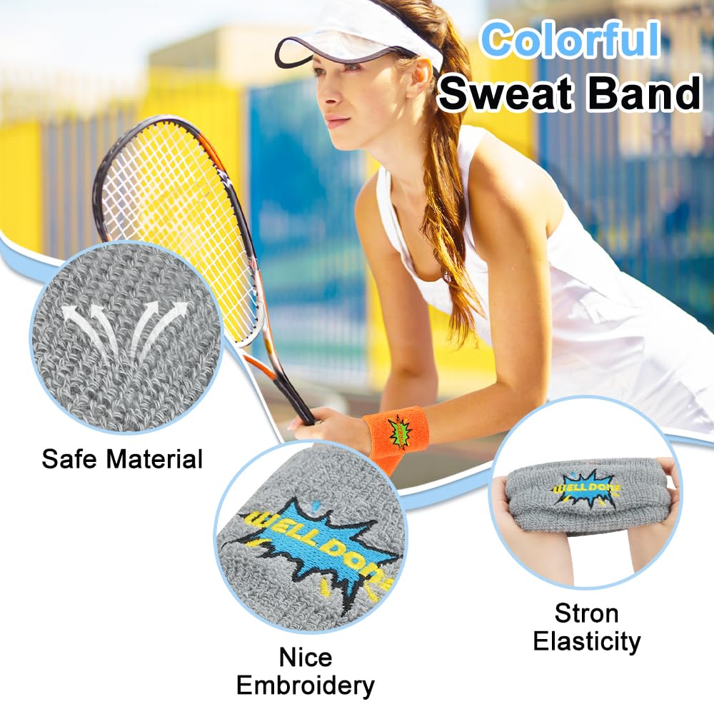 6 Pezzi Polsino Sportivo Braccialetti Sportivi per Bambini Sudore Assorbente Fasce da Polso Cotone Elastico Traspirante Polsini SpugnaPolsini di Sport per Basket Calcio Corsa Palestra, Blu (B