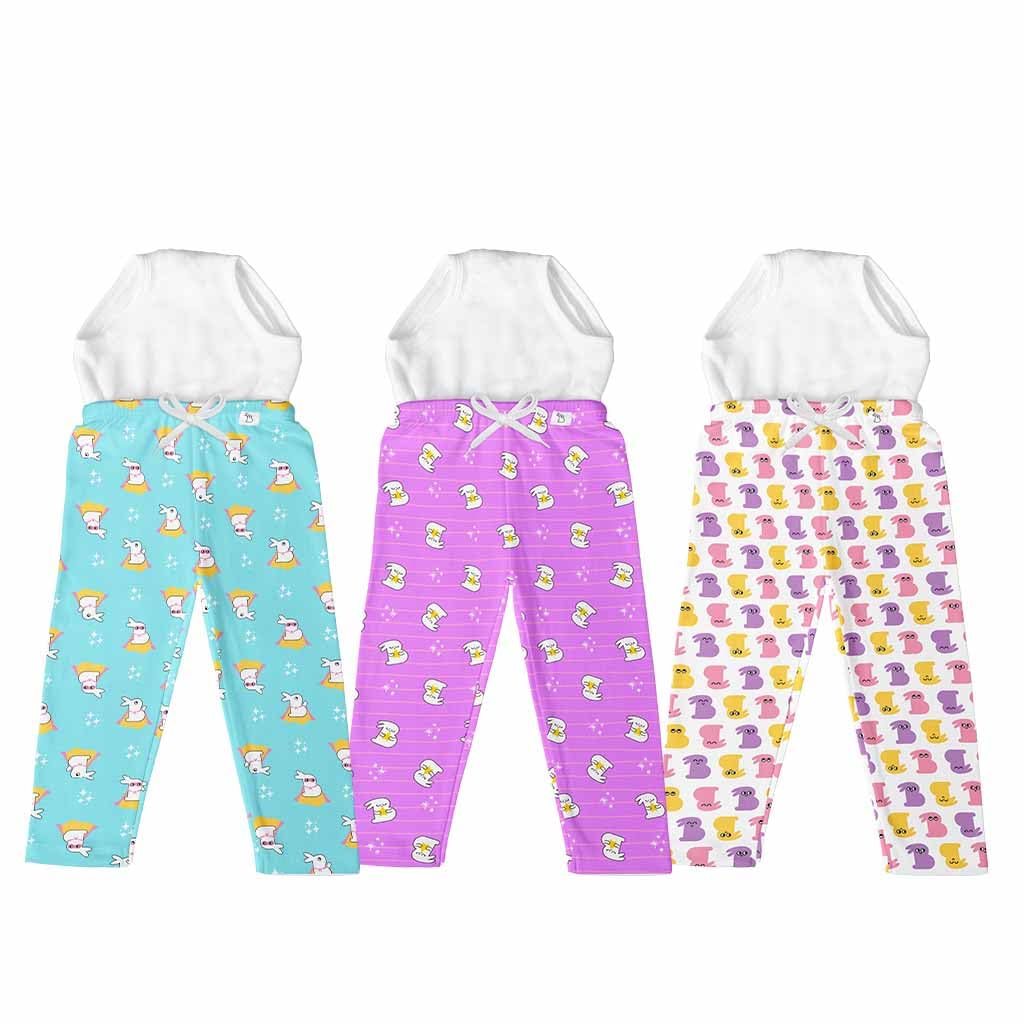 SuperBottoms Diaper Pants | Baby Pyjamas with STITCHED IN Padded Underwear | Dry Feel Comfort | Holds up to 1 Pee | Baby Pants for Cold Weather | Snug & Cosy Fit (Bummy World, Size 3 (3-4yr))