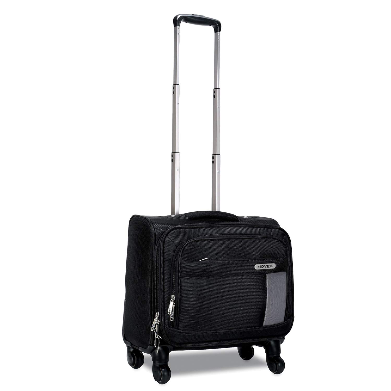 NOVEX Polyester Overnighter Laptop Trolley Bag | Overnighters Roller Case Cabin Luggage | Black - 42cm, Backpack with 3 Compartments, 4 Wheels | Easy-to-Carry for Men & Women (B0B2S45DRZ) Amazon Price History, Amazon Price Tracker