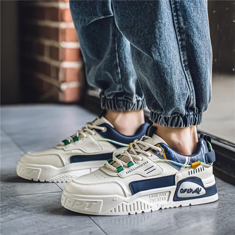 Men's Lace Up Sneakers Comfy Trendy Platform Shoes for Outdoor Walking Jogging Camping, All Seasons 5