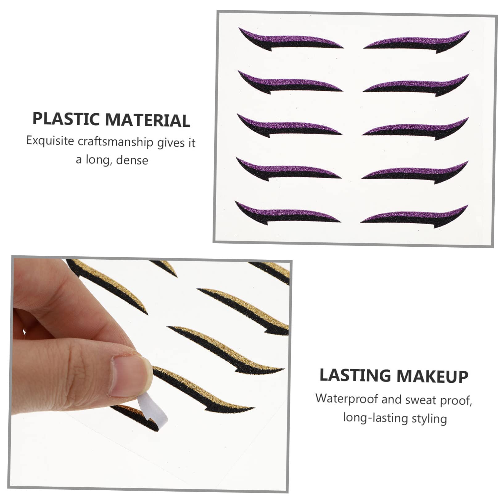 Didiseaon Lot De 5 Bandes Invisibles Pour Le Contour Des Yeux Pochoirs Pour Eye-liner Autocollants De Maquillage Pour Les Yeux Réutilisables 40 Paires X 5
