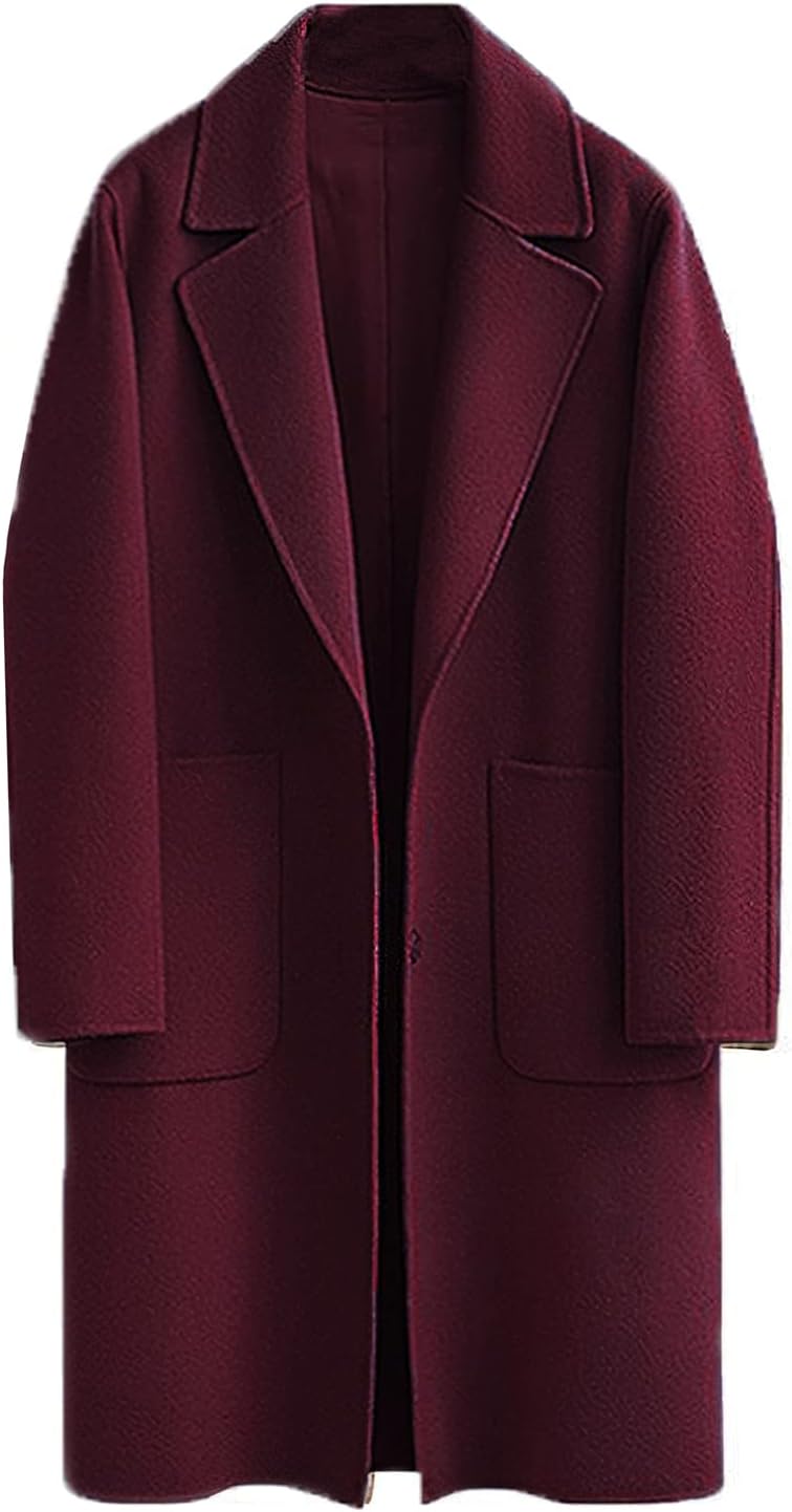 chouyatou Women's Winter Casual Single Breasted Long Wool Coat Formal Office Wool Overcoat - Image 2