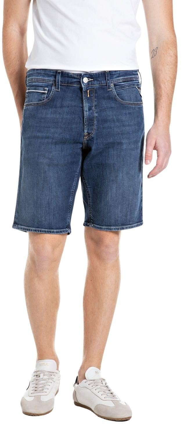 Replay Men's Jeans Shorts Grover Straight Fit Medium Blue 009 (Blue), 38W