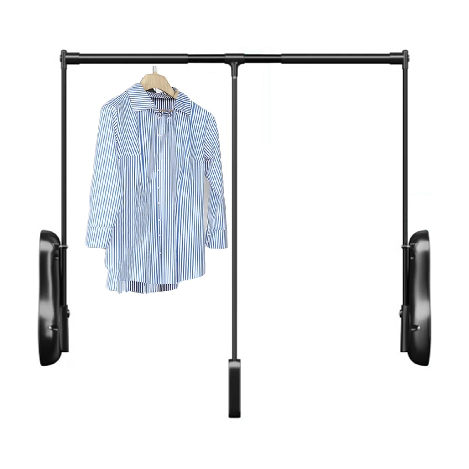 Barre de penderie rétractable en aluminium noir réglable de 510 à 650 mm