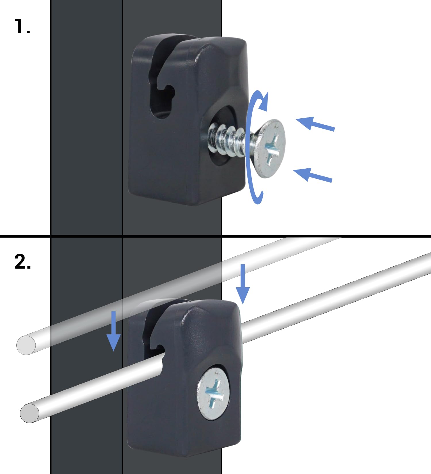 SKIR'CO (20 pcs) Grey Fence Clips, Plastic Clips for Mesh Fences Screw Fixed Fence Wire Holders, Clips for Wire Fencing RAL 7016 Colour - Image 3