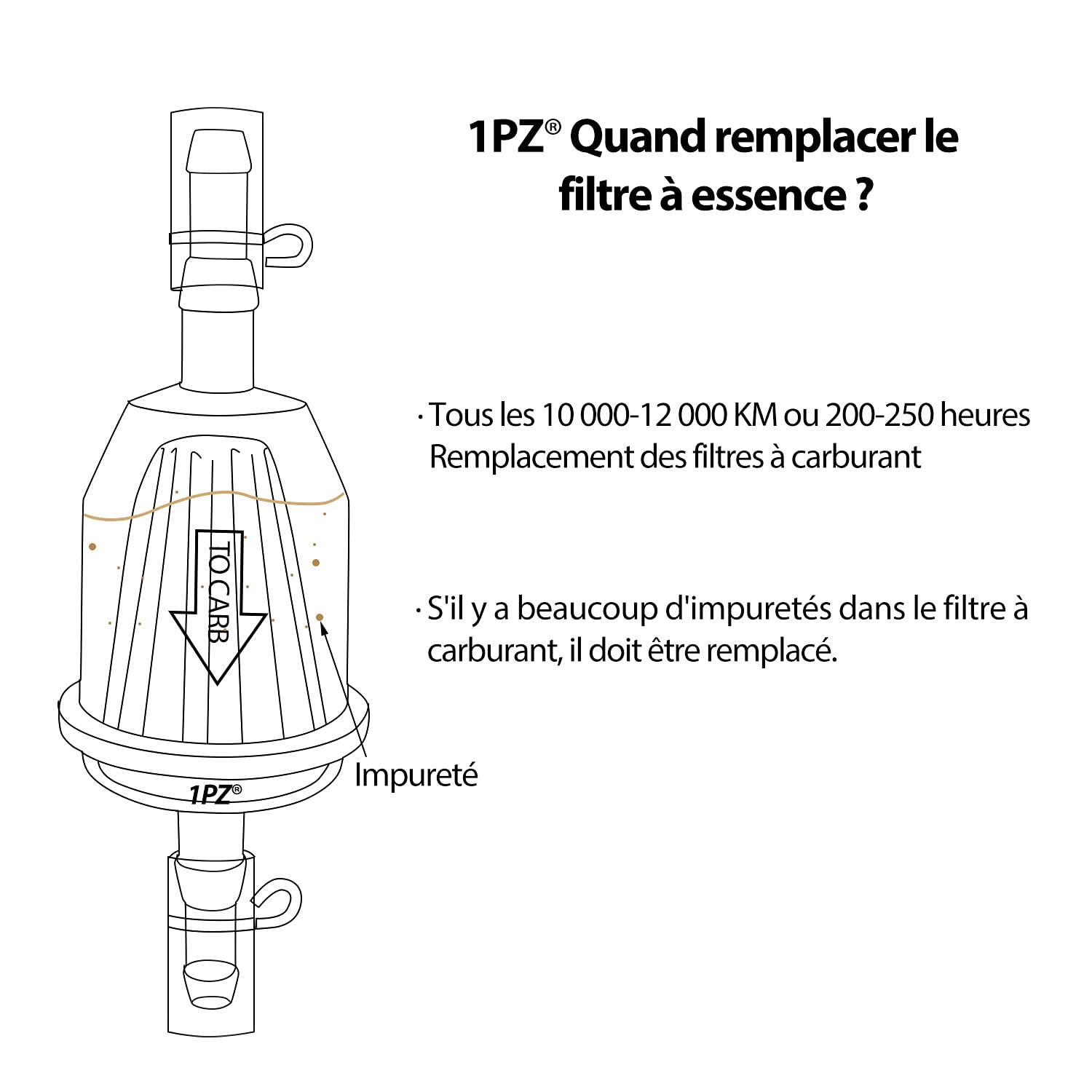 10 Pièces Filtres à Carburant 6mm/8mm Universels - Essence Tondeuse Moto Scooter Mobylette