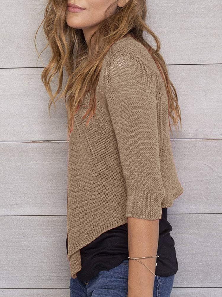 YeMgSiP Women's Tie Front Shrug 3/4 Sleeve Bolero Sheer Knotted Lightweight Cardigan Sweaters Short Shawl Tops - Image 4