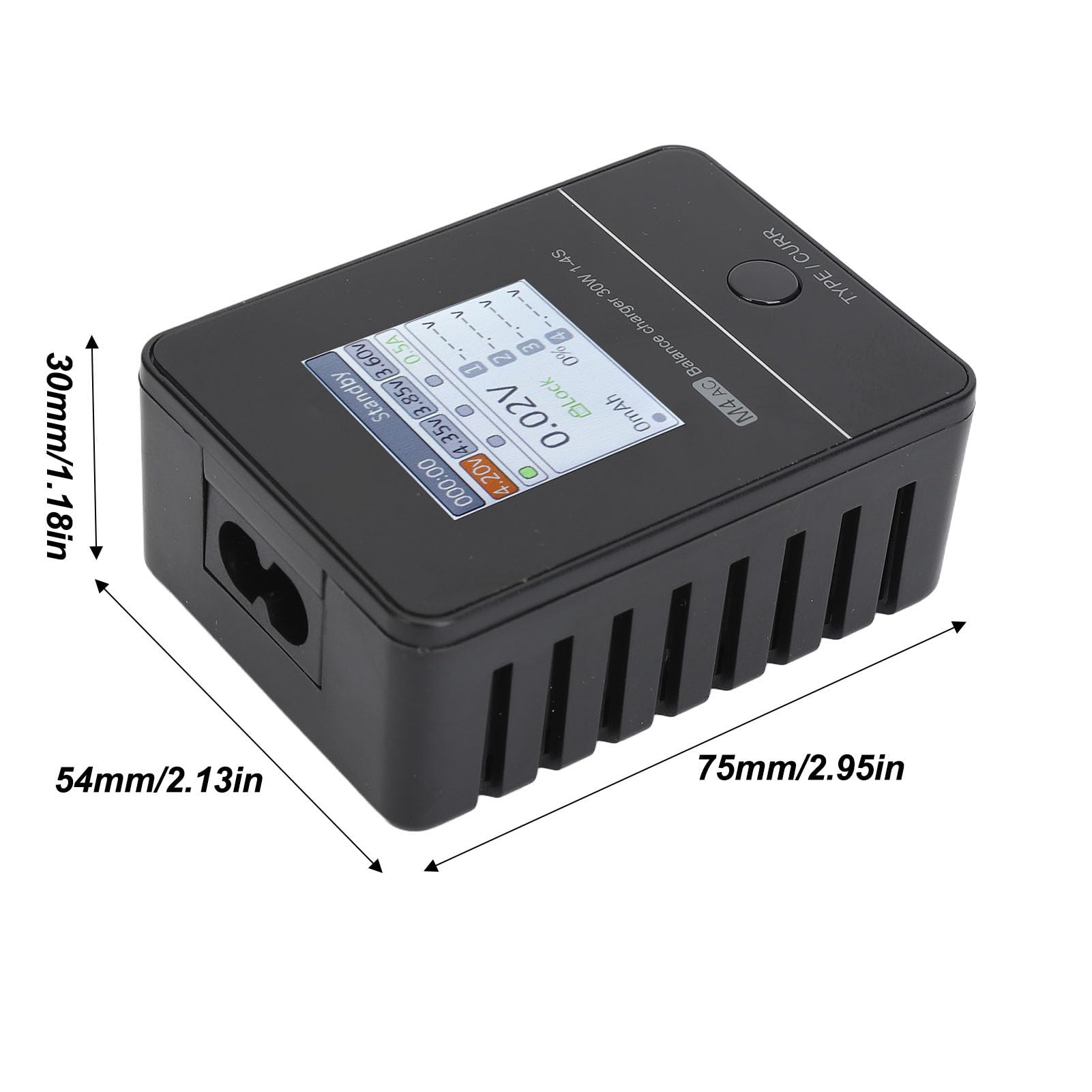 Chargeur D'équilibre RC, Chargeur D'équilibre de Batterie RC Lipo M4AC avec écran IPS 1,54 Pouces (Prise UE 100‑240 V XT60)
