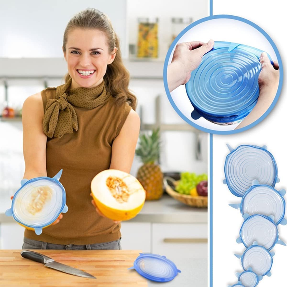 Silicone Stretch Lids, Multi Size Reusable Silicone Lids Food And Bowl Covers, Dishwasher And Freezer Safe (Color May Vary) (STANDARD, Random Color Pack of 18 Pcs) — Amazon image 5