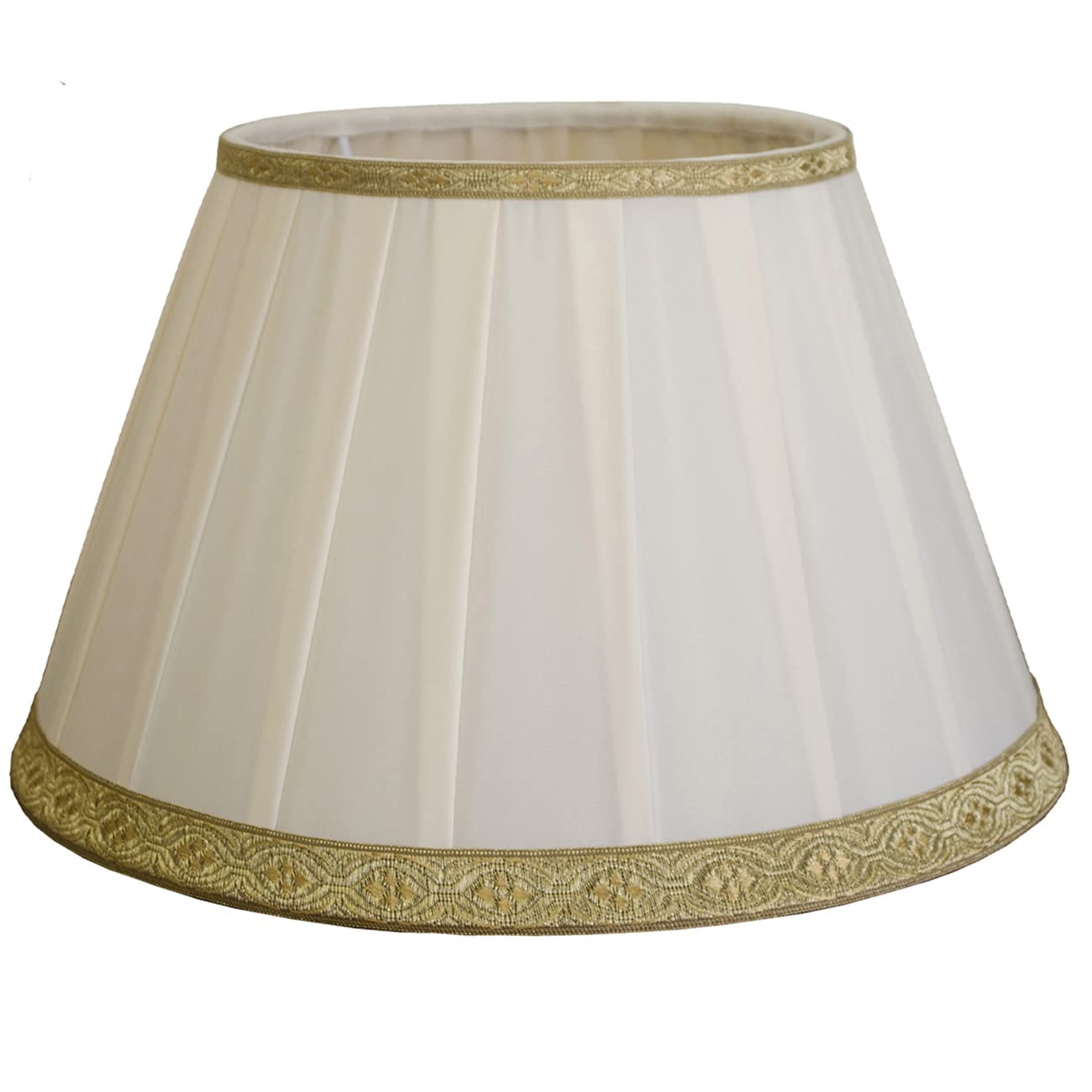 LUCECLASS | cappello paralume paraluce per lampada tondo nuovo in tessuto misto seta panna A PIEGHE stoffa fatto a mano Made in Italy cucito a mano. (DIAM.30 ATTACCO E27)