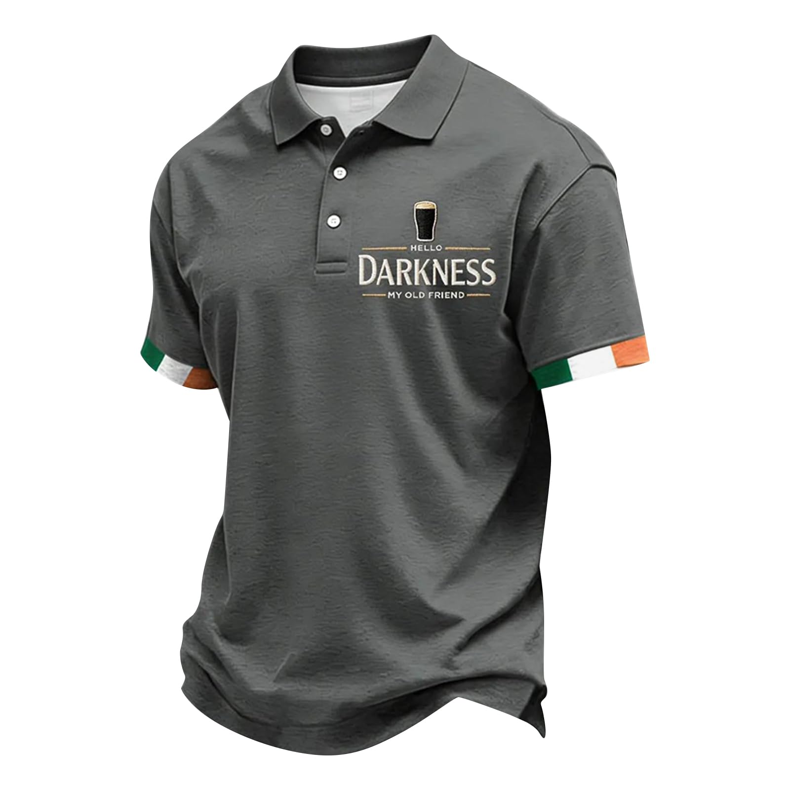 Hello Darkness My Old Friend Shirt Irish Beer Top Polo Shirts Button St. Patrick's Day Shirt Ireland Tee