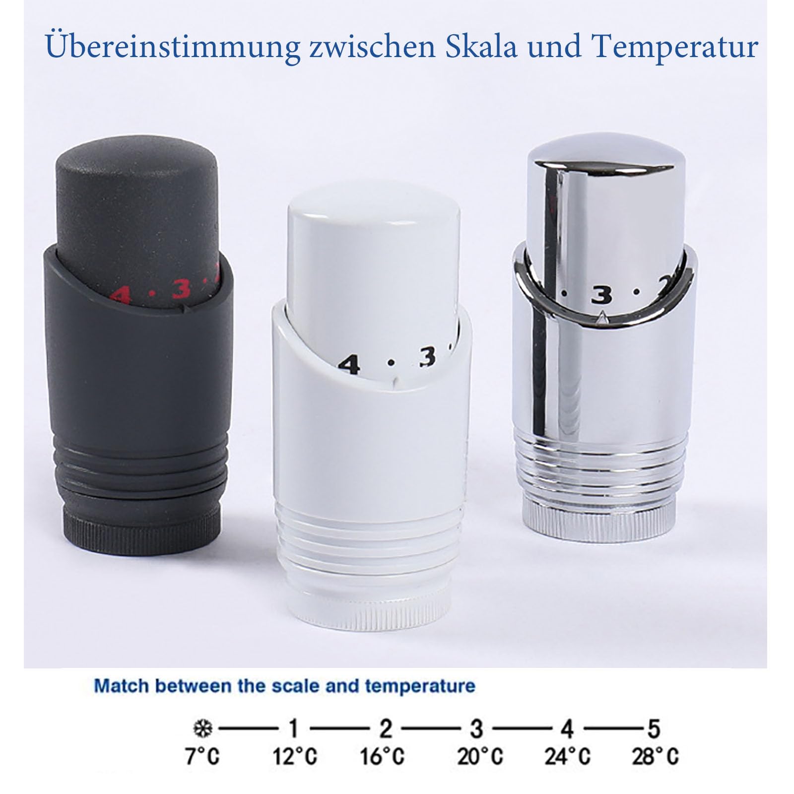 Heizkörperthermostat Heizkörper Durchgangsventil Eckventil 1/2 zoll φ15&16 Hahnblock Heizkörper Thermostat für Badheizkörper Handtuchheizkörper Mittelanschluss Multiblock Set (Weiß)