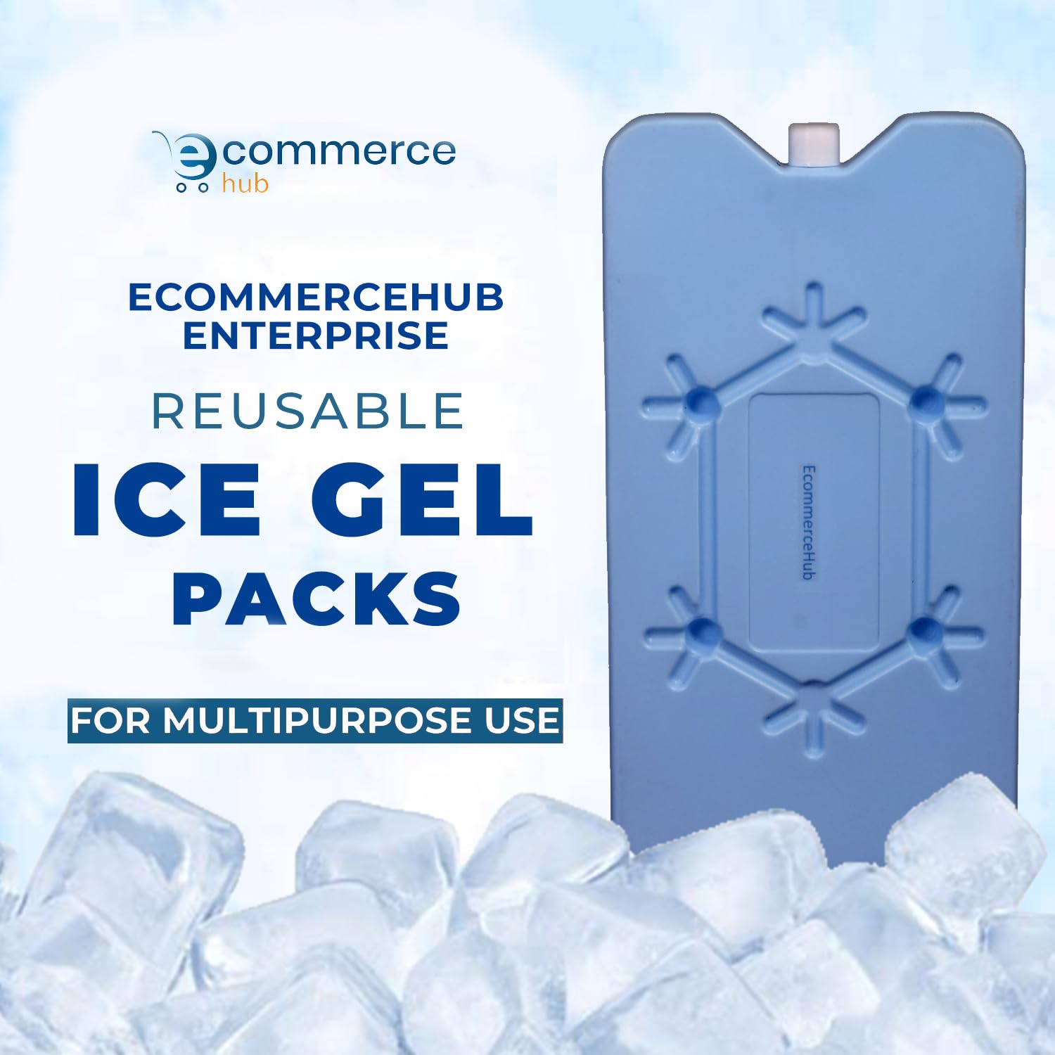 EcommerceHub® Ice Gel Pads Packs, Cold/Beverage Items Transport, Cold Item Carrier, Cooler Freezer Pack, Reusable & Long Lasting, Filled with Powerful Gel Ice Pad Ice Chest, Pack of 1, 1000ML 1