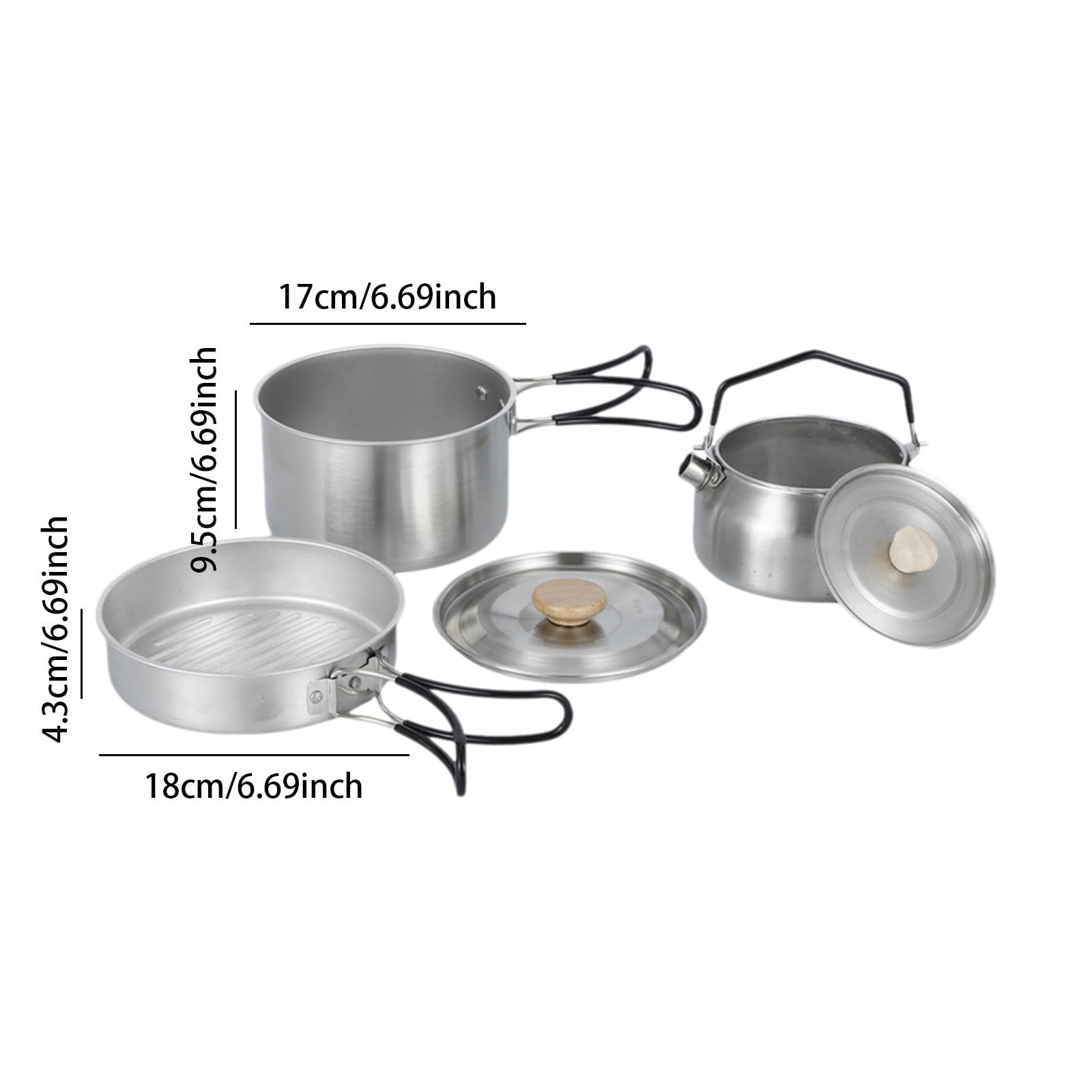 RNXRZANK Camping Mess Kit Nonstick Frying Pan Equipment Foldable Handle Multipurpose Soup