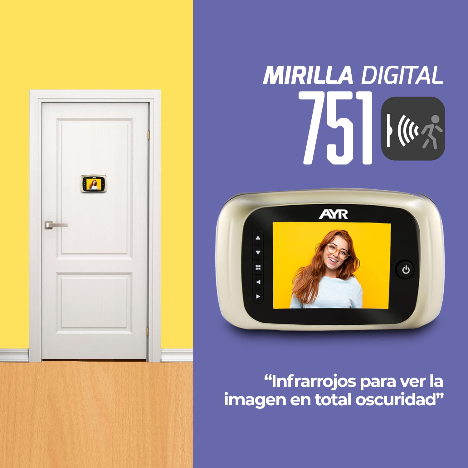 Mirilla Digital grabadora AYR 751 Acabado níquel Mate.