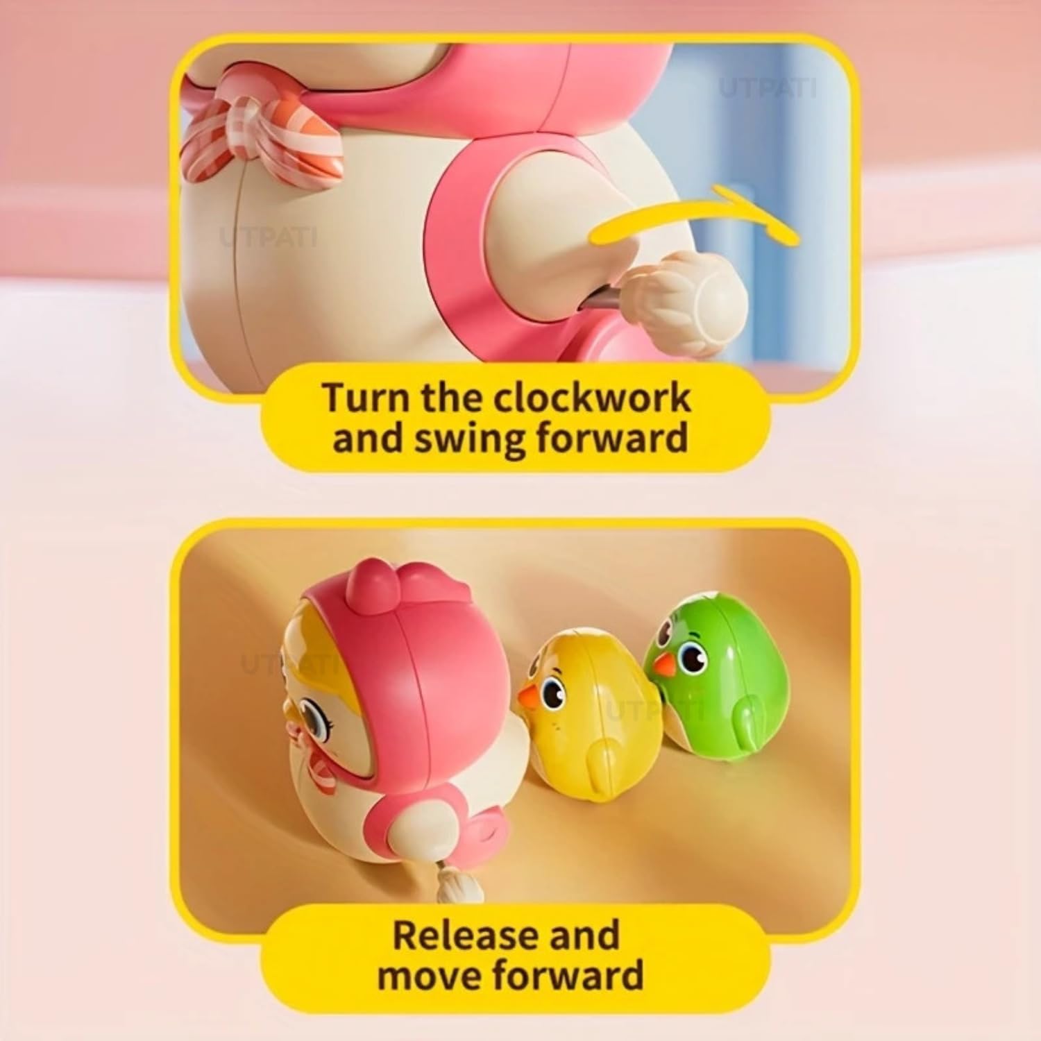UTPATI Chicken Toys for Kids, Swinging Chain String Magnetic Hen with Chick Learning to Crawl Spring Toy, Crawling Wind-up Duck, Walking Chicken Cute Windup Toy for Boys Girls Toddler - Image 5 thumbnail