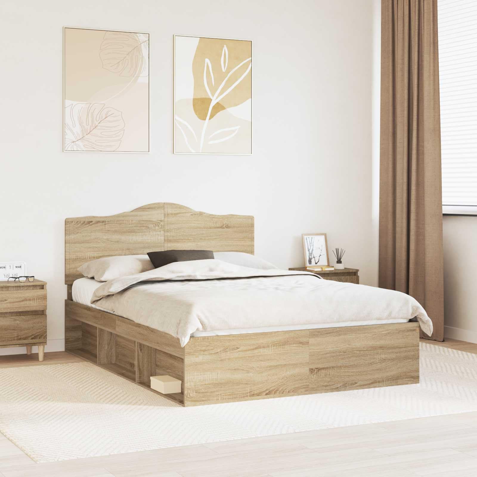 vidaXL Estructura de Cama con cabecera Roble Sonoma 150 x 200 cm