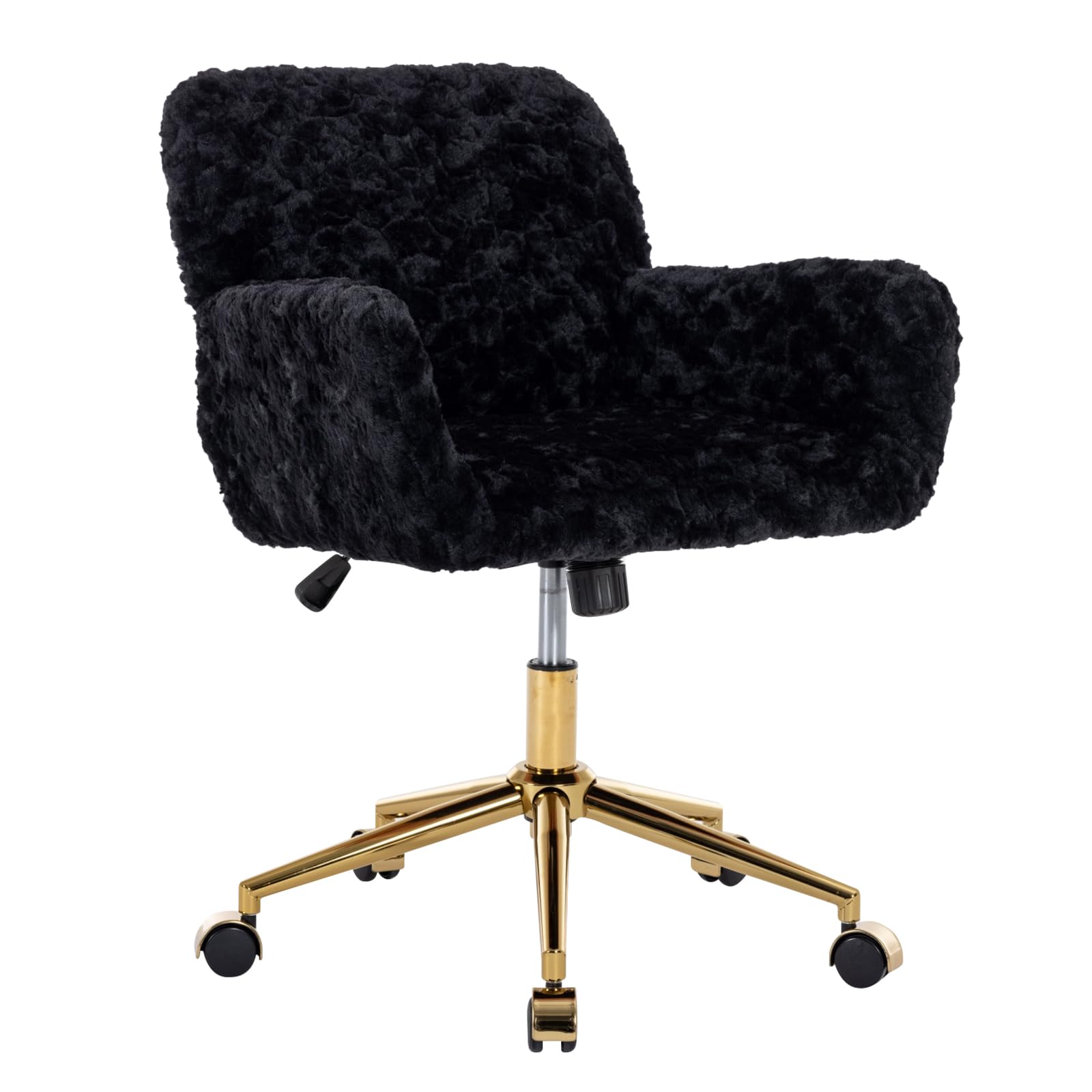 Warmiehomy Furry Cute Office Chair- Modern Swivel Desk Chair with Wheels- Makeup Vanity Chairs with Back - Alpaca Fleece Upholstered Rolling Chairs