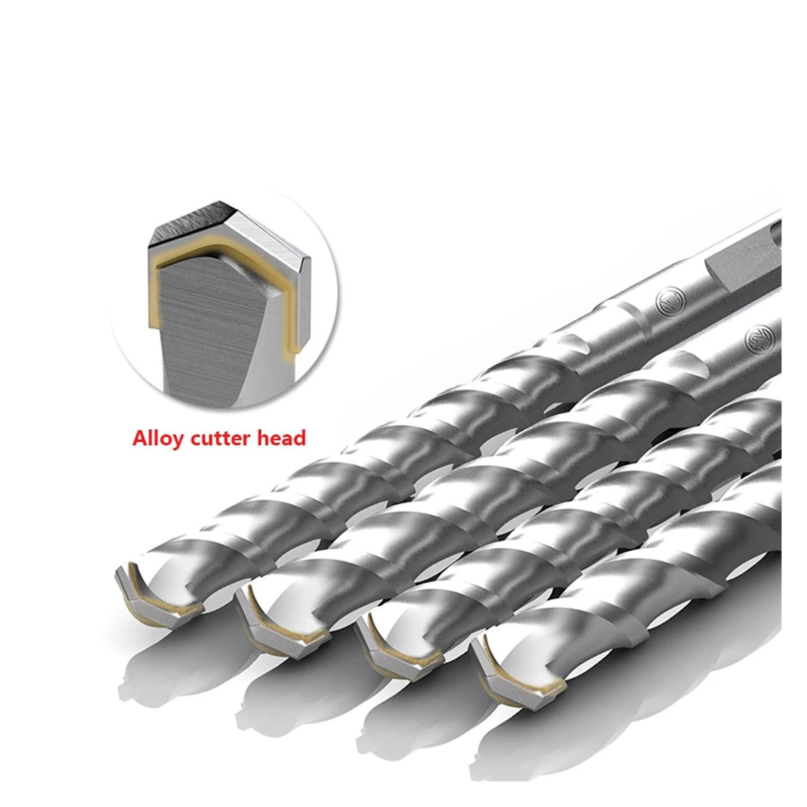 Taladro alargado de impacto, broca martillo eléctrico, cuatro hoyos, mango cuadrado, redondo a través la pared, perforación cemento y hormigón Apto para madera y metal(Round handle 16x160)