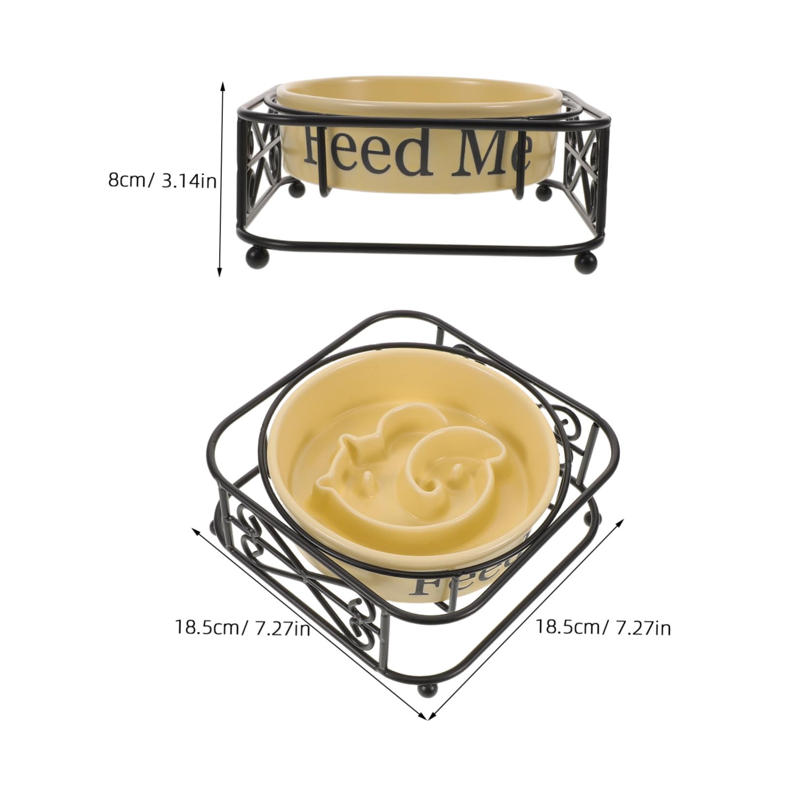 HANABASS Ceramiczna dla Psa Slow Feeder z Podwyższonym Stojakiem Antypoślizgowa Do Karmienia Małych i Średnich Ras Zapobiegająca Szybkiemu Połykaniu dla Psów i Kotów
