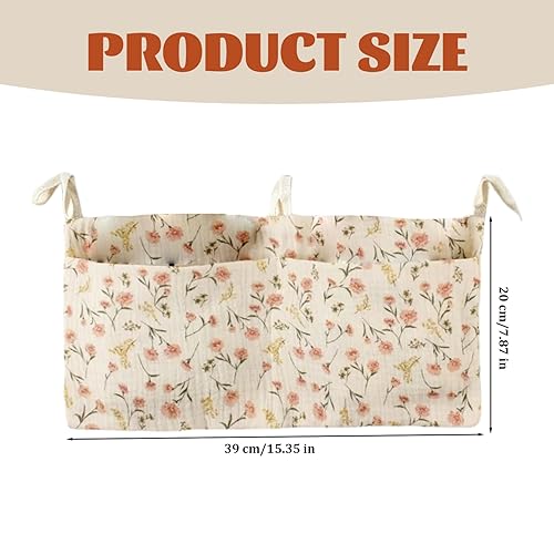 Miniatura 2 de Organizador de pañales colgante de tela de algodón suave, organizador de cuna de gran capacidad, plegable, doble bolsillo, bolsa colgante