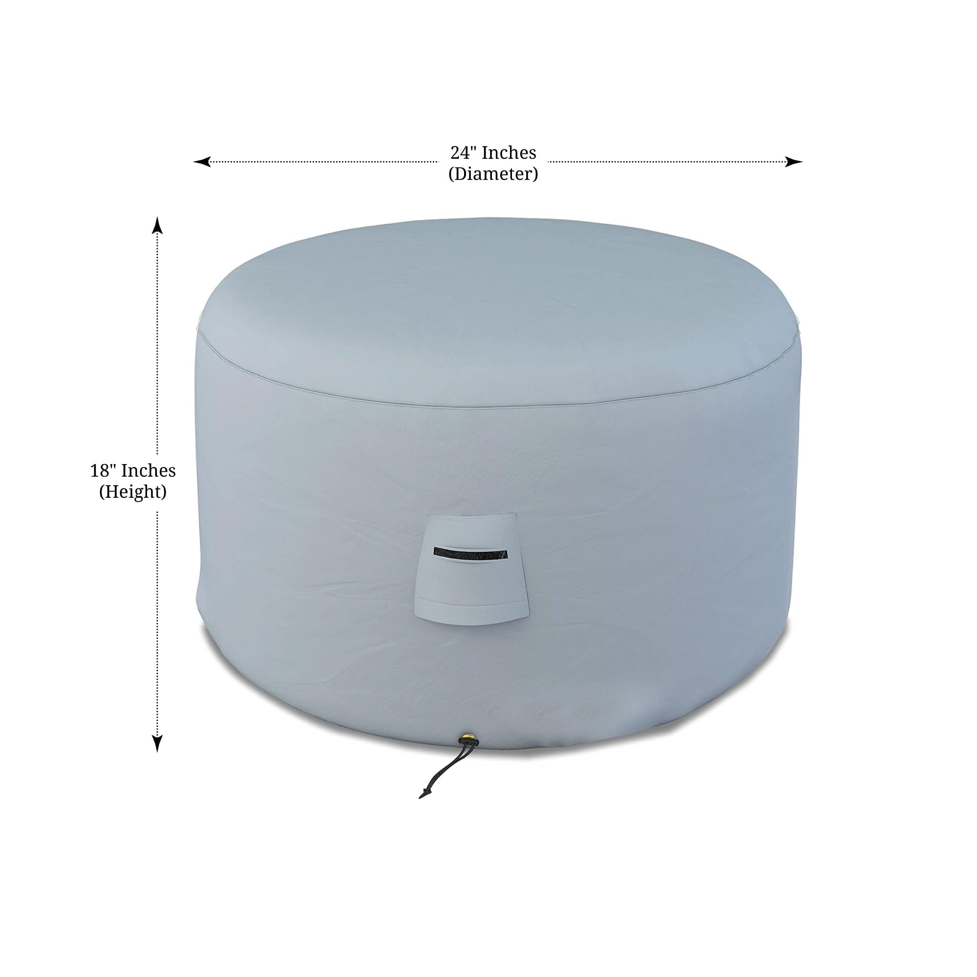 Covers & all Round Ottoman Cover, Heavy Duty 18 Oz Waterproof UV & Weather Resistant Patio Garden Furniture Stool Protector Indoor Outdoor Use, Air Vents & Drawstrings (24