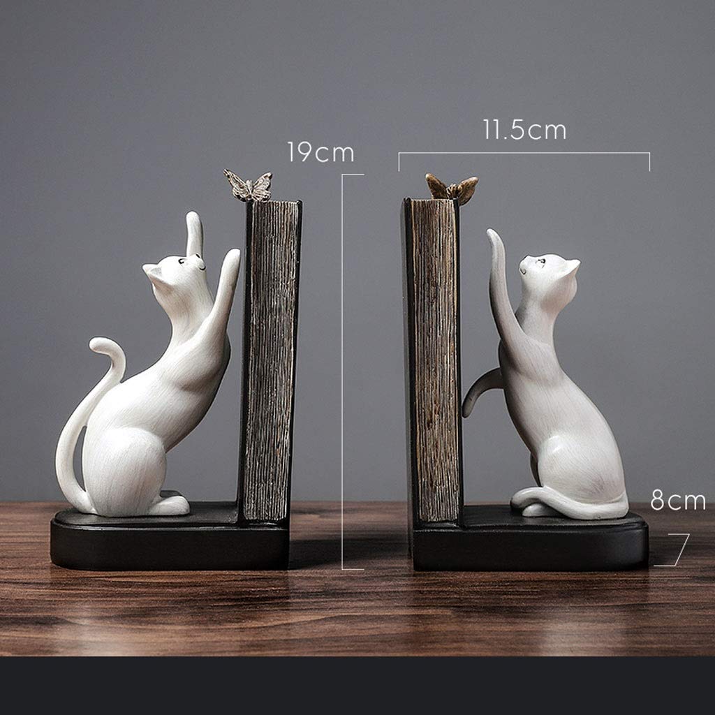 bookshelf bookcase Kreatywne dekoracje domowe Cute Cat Bookends Ozdoby Dekoracje biurowe stojak lub półka na książki. (Color : A)