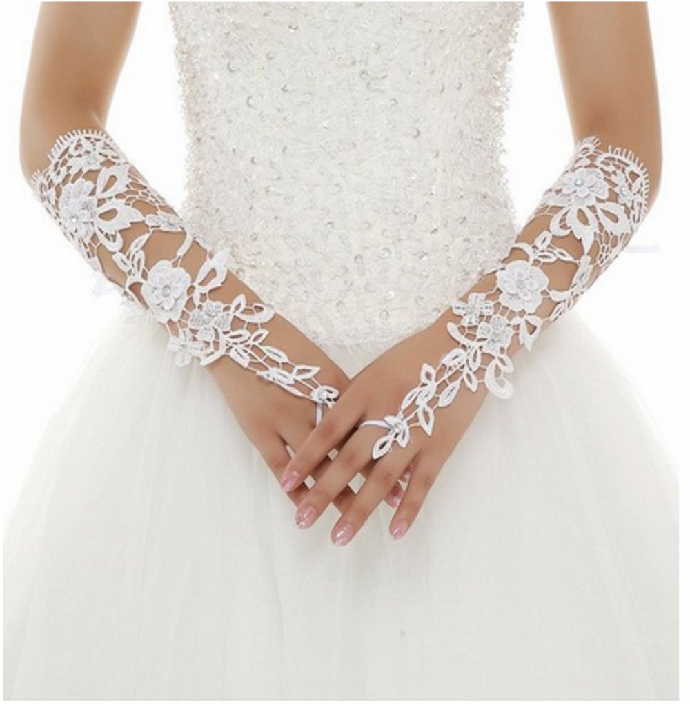 Botong Half Sleeve Bridal Gloves Lace Wedding Accessories - Ivory - One Size