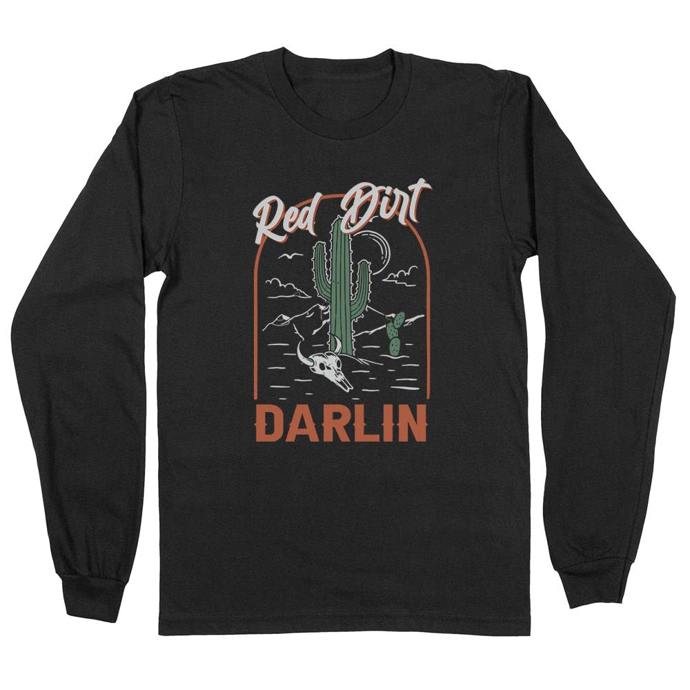 TeesAndTankYou Desert Red Dirt Darlin Long Sleeve Shirt Unisex Medium Black