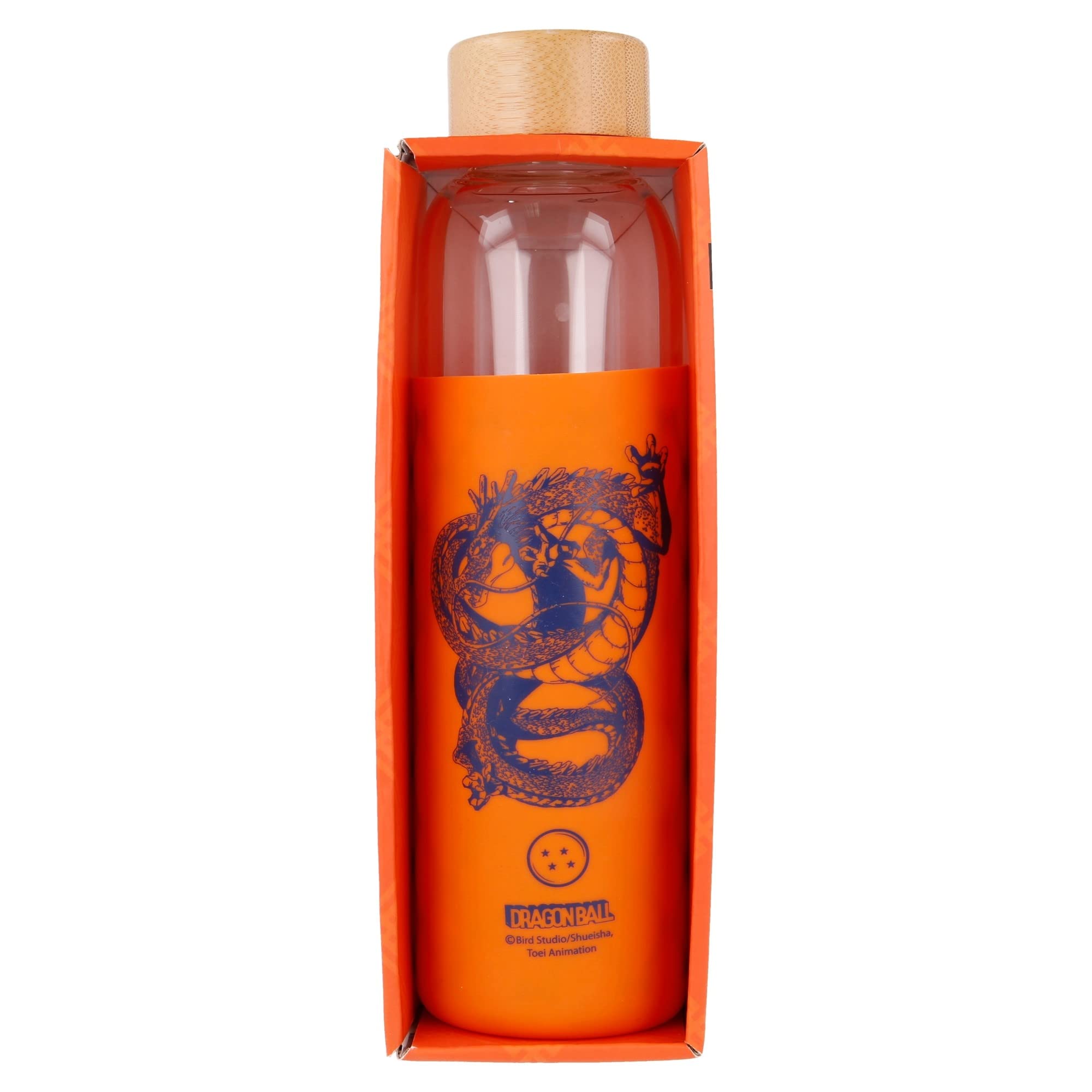 Stor Multicolor 8412497003952 Glass Bottle With Silicone Sleeve, 580 Ml Capacity, Dragon Ball
