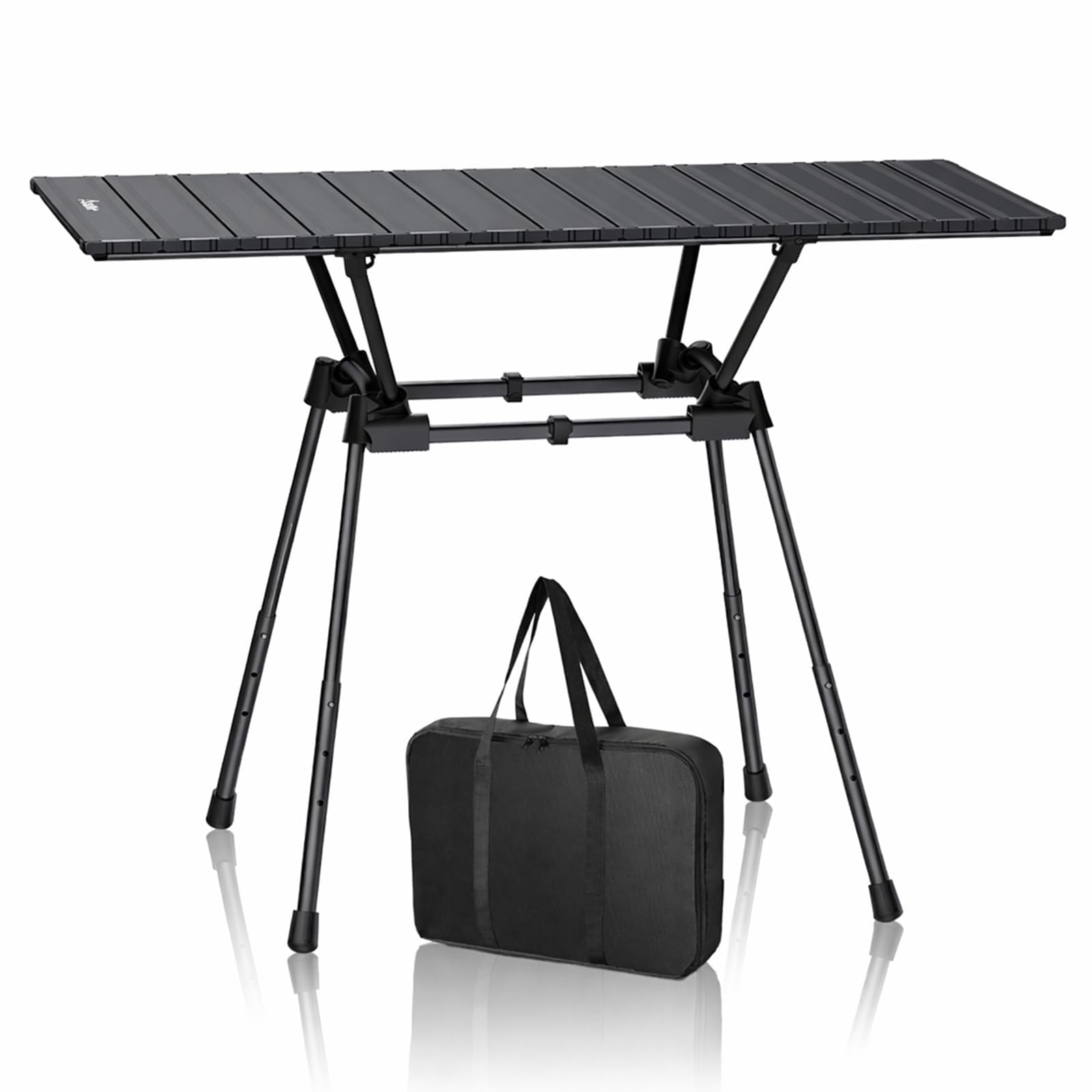 Anbte Table de camping pliante de 0,9 m, 4 hauteurs réglables, table de camping enroulable en aluminium avec sac de transport, portable, imperméable, pour pique-nique, extérieur, voyage, jardin, plage