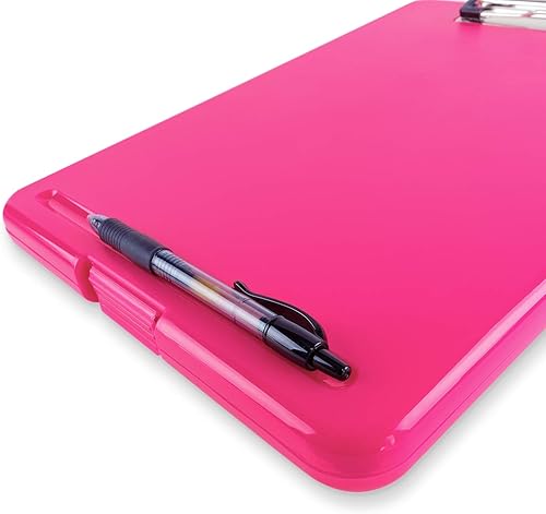 Miniatura 5 de Portapapeles de plástico delgado estilo enfermería, tapa que se levanta para guardar papeles, tamaño apropiado para estudiantes y profesores