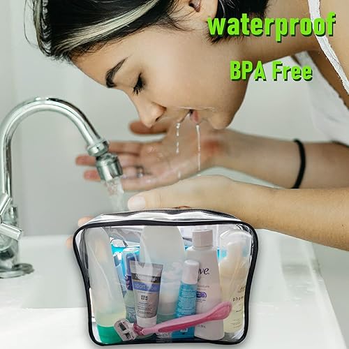 Miniatura 3 de Paquete de 4 bolsas de cosméticos transparentes para viajes, bolsa de maquillaje aprobada por la TSA, compatible con aerolíneas de aeropuerto,