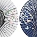 Maxchange Handheld Folding Fans Silk for Women Kids(2 Pcs)- Chinese Japanese Vintage Style with Bamboo Frame and Elegant Tassel for Dancing Party Wedding Decoration Gifts