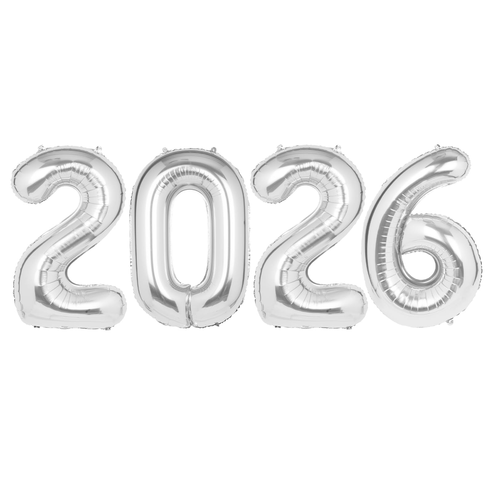 AOOSU 2026 Balloons, 40-Inch Large Foil Number 2026 Balloons Happy New Year, Large Foil Balloon for New Year Eva Graduation Supplies Decorations Banner for Party for Girls Boys Kids & Adults Silver