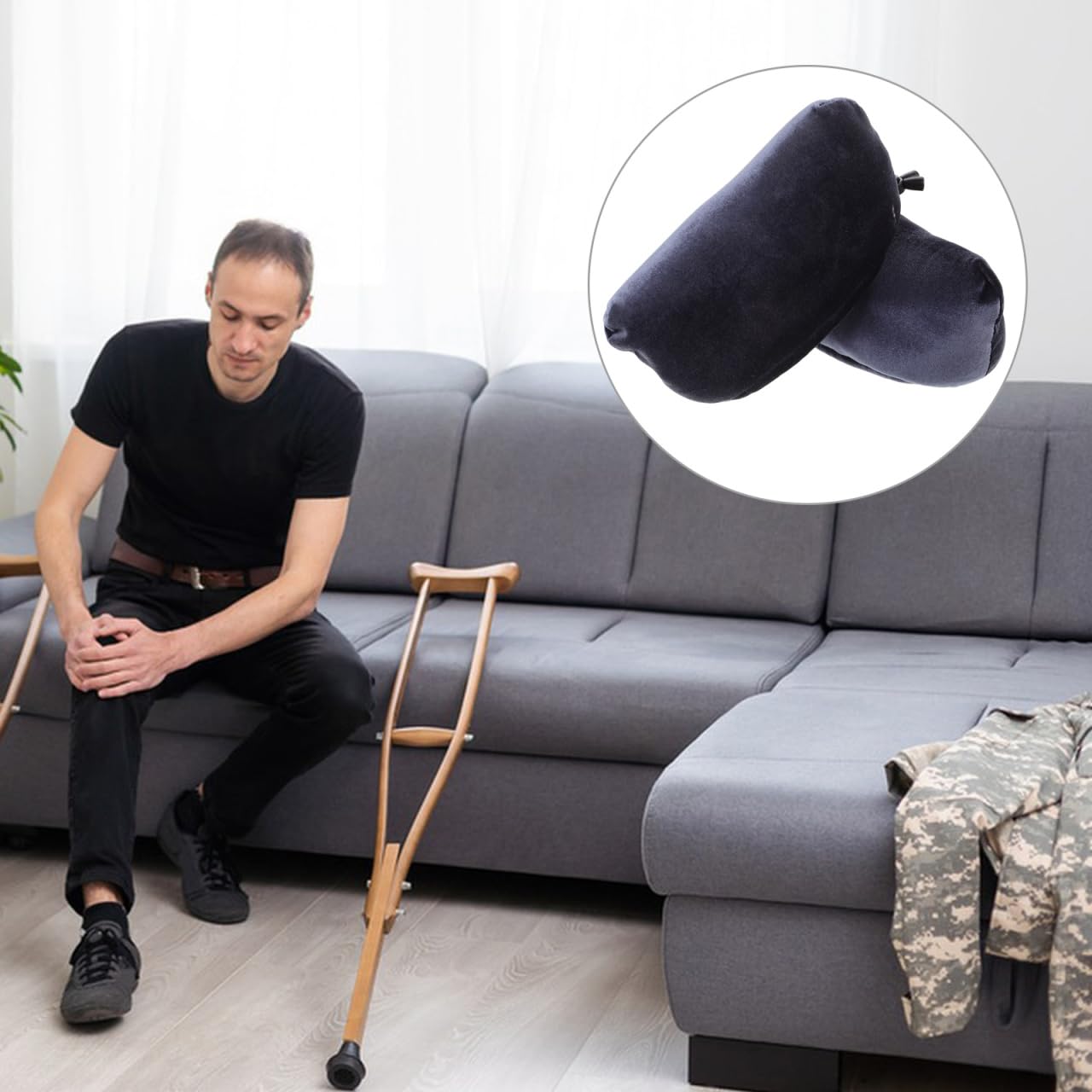 Healeved Almohadillas Para Muletas Axilas De Tela Gruesa 7.87X3.74X3.54In Cojines De Muleta De Espuma Suaves Juego De 1 Par Fundas Reemplazo Para Accesorios De Movilidad