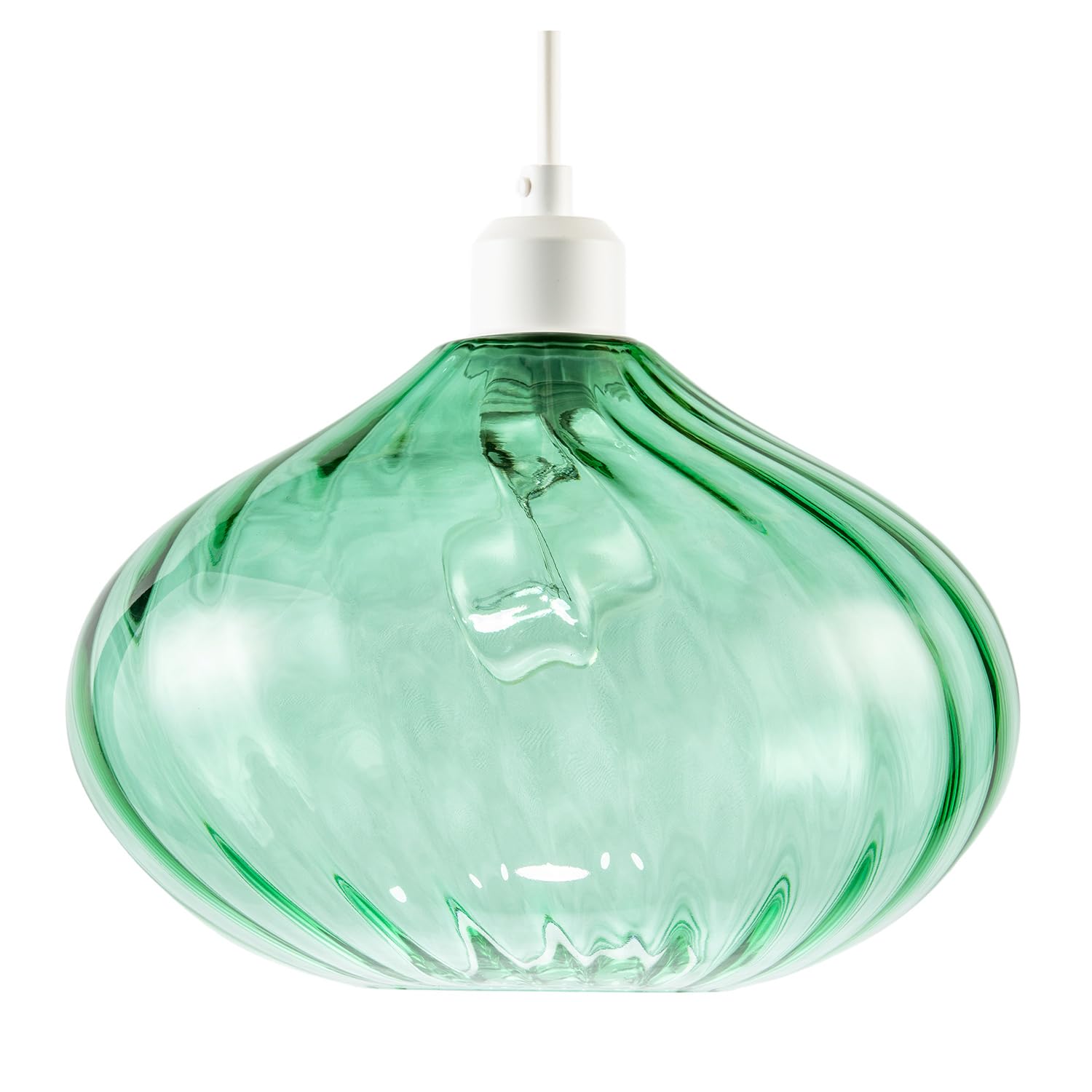 Rackhams Green/Light Modern Designer Emerald Line Twisted Glass Pendant Shade