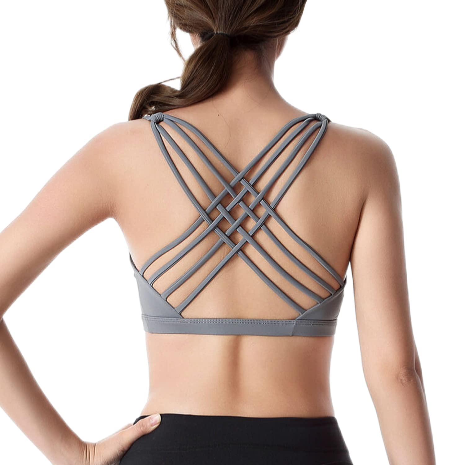 Dress CiciWomen'S Strappy Sports Bra - High Impact, Quick Dry, Sexy Back