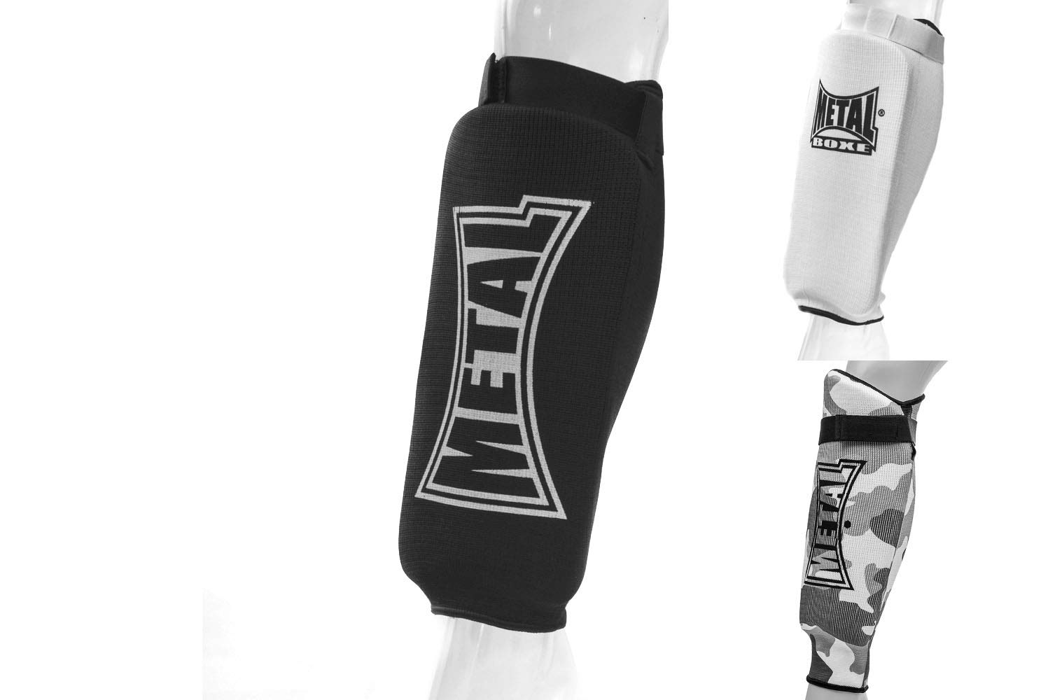 METAL BOXE - Black Foam Fabric Shin Guards (Pair) black black Size:XL