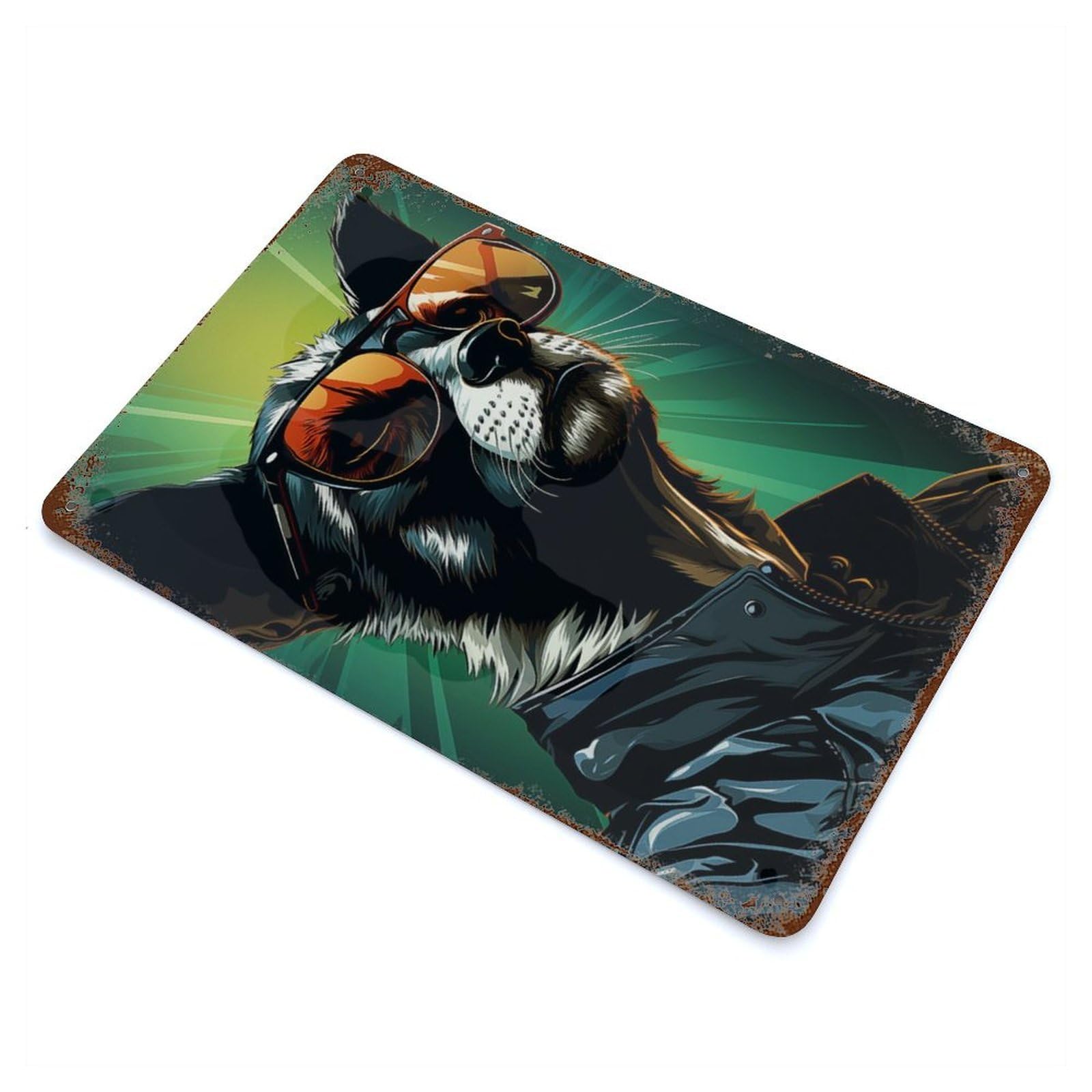 Funky Lemur Fiesta 11.8"x7.9" Rustic Tin Plaque, Novelty Wall Decor for Living Room, Hallway And Home Decor