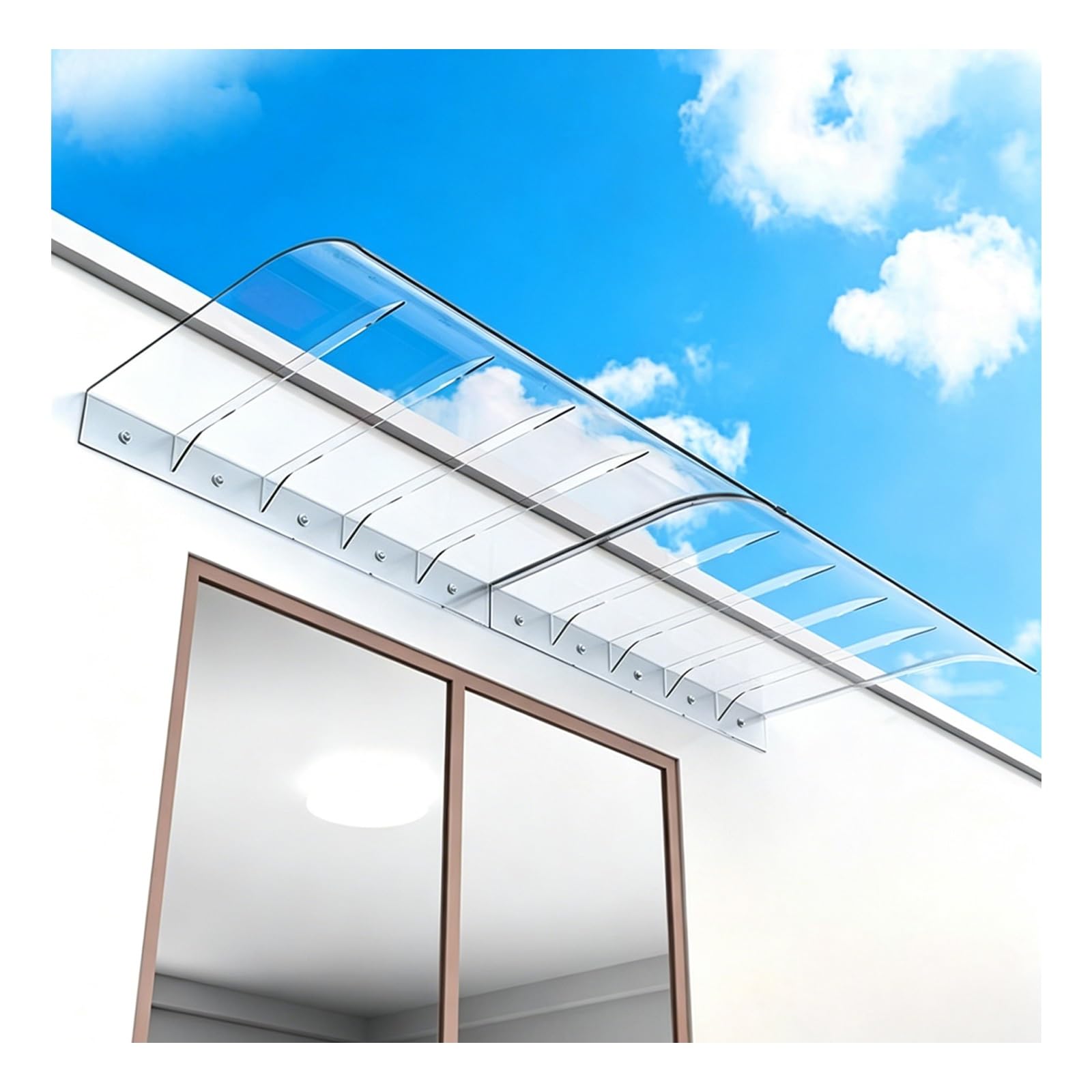 Zhengqian One Color Modern Polycarbonate Front Door Sun Shetter,Invisible Rain Shelter Cover,Upf 50+ Uv Rain Snow Sun Protection,Curved Protection Shelter,Porch Awning,For Uv Water Resist(W45*L80cm/W 17.7*L31.4in)